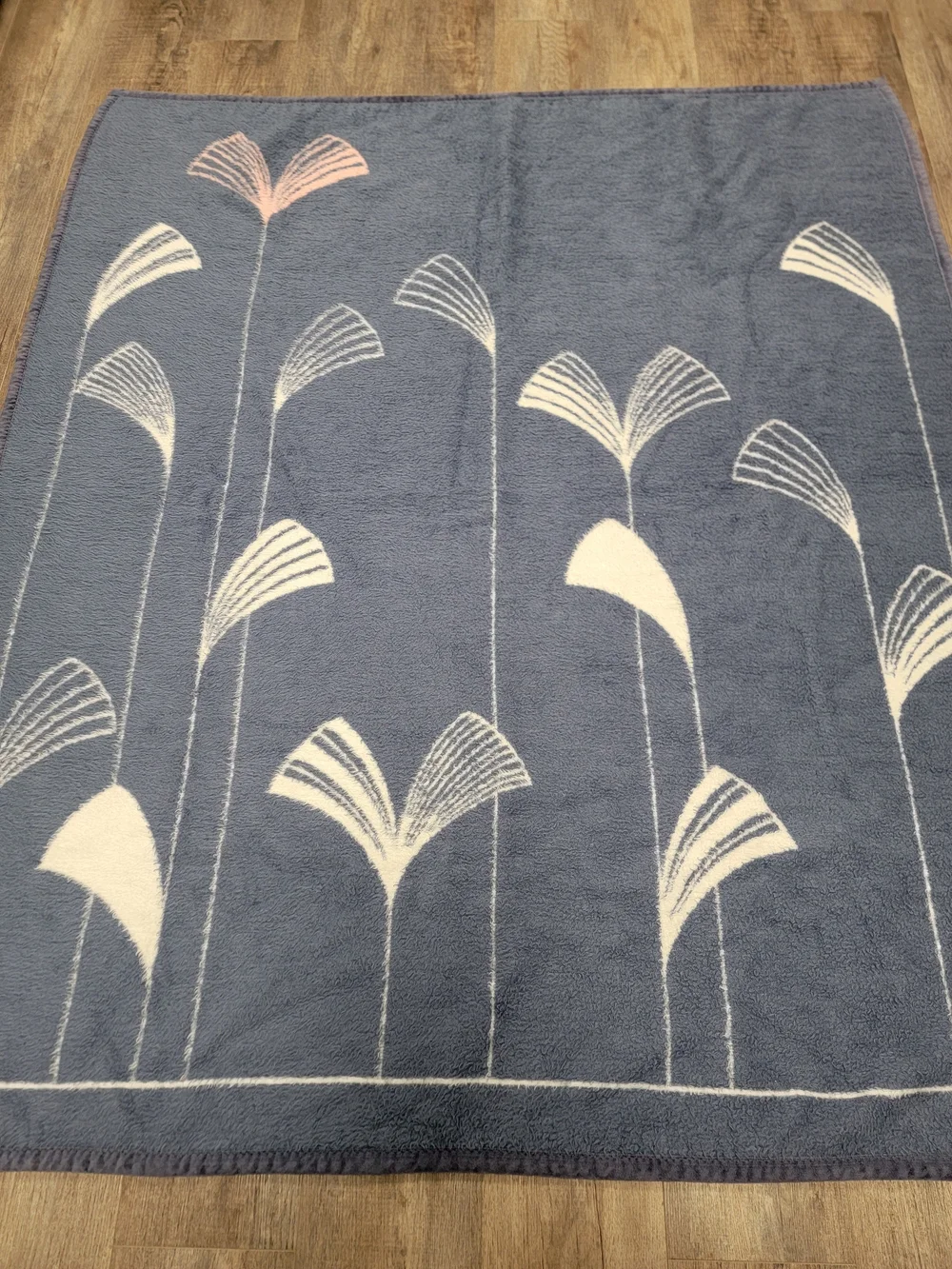 Biederlack Of The Americas Blue White Floral Blanket Reversible 80s 90s 59x69